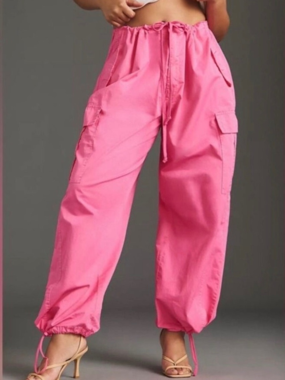 NWT Good American‎ Parachute Cargo Pants Malibu Pink Medium Wide Leg Balloon